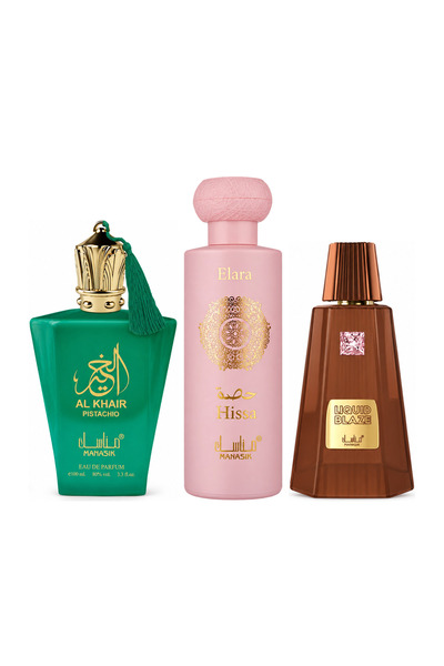 MANASIK Set 3 parfumuri Manasik, Al Baraka Pistachio + Hissa Elara + Liquid B...