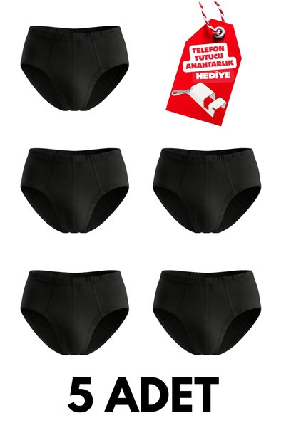 Seher Yıldızı 5-Pack Men's Cotton Classic-Cut Briefs + Free Phone Holder Keyc...