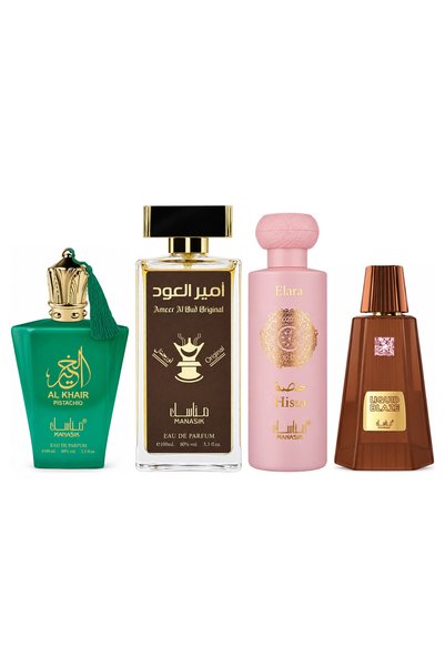 MANASIK Set 4 Manasik, Al Baraka Pistachio + Ameer al Oud Original + Hissa El...
