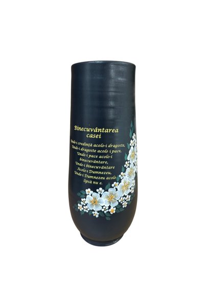 Ceramica Martinescu Vaza ceramica neagra, mare, inalta, Binecuvantarea Casei,...