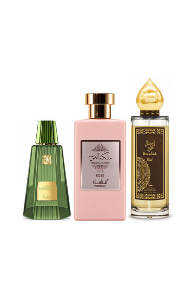 MANASIK Set 3 parfumuri Manasik, Lush Pistachio + Malikat al Arab Rose + Orie...