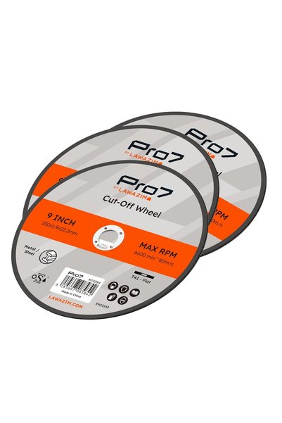 Pro7 Cutting Disc for Metal & Steel - 3 Piece 9inch/230x1.9mm - Thin Cut-Off ...