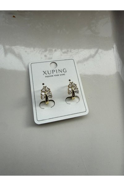 Blotch Zircon-Studded Leaf-Shaped Cute Hoop Earrings for Girls