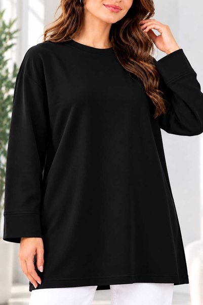 Soul Tunik Tesettür Tunik Yumuşak Dokulu Sade Basıc Model Siyah