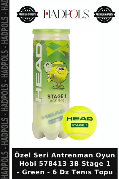 HadPols Özel Seri Antrenman Oyun Hobi 578413 3B Stage 1 - Green - 6 Dz Tenıs Topu