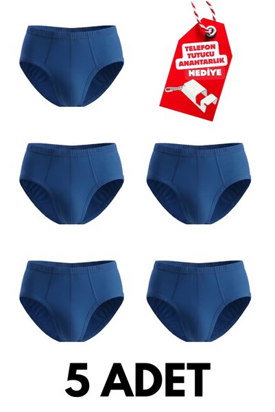 Seher Yıldızı 5-Pack Men's Cotton Classic-Cut Briefs + Free Phone Holder Keyc...