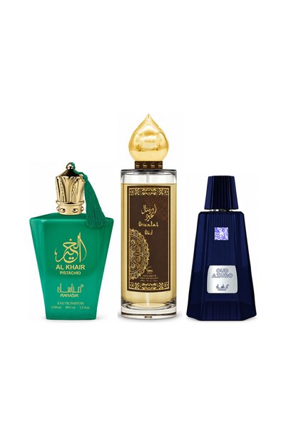 MANASIK Set 3 parfumuri Manasik, Al Baraka Pistachio + Oriental Oud + Oud Azu...