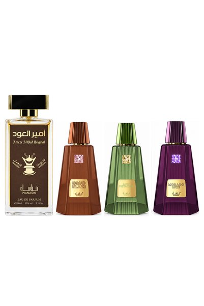 MANASIK Set 4 Manasik, Ameer al Oud Original + Liquid Blaze + Lush Pistachio ...