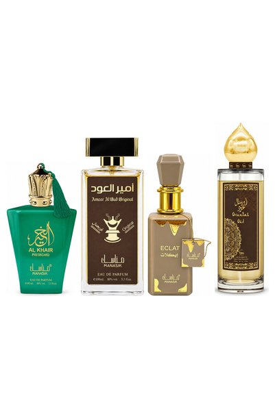 MANASIK Set 4 Manasik, Al Baraka Pistachio + Ameer al Oud Original + Eclat + ...