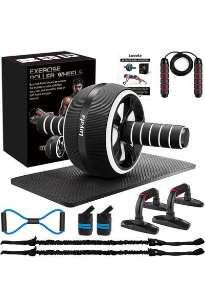 GENERAL Ab Roller Wheel, 10-In-1 Ab Exercise Wheels Kit with Resistance Bands...
