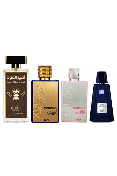 MANASIK Set 4 Manasik, Ameer al Oud Original + Oud Amber Bleu + Oud Amber Pin...