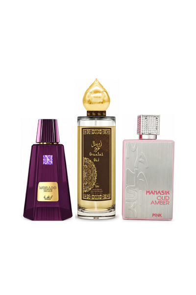 MANASIK Set 3 parfumuri Manasik, Morado Luxe + Oriental Oud + Oud Amber Pink,...