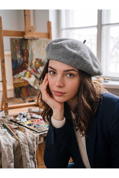 GİYU SHOP Căciulă de iarnă pentru femei, din pâslă franceză, cu motiv de pictor