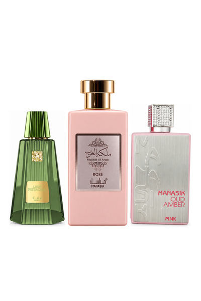 MANASIK Set 3 parfumuri Manasik, Lush Pistachio + Malikat al Arab Rose + Oud ...