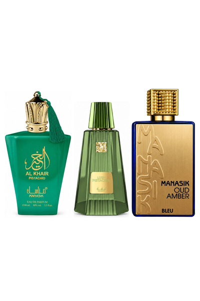 MANASIK Set 3 parfumuri Manasik, Al Baraka Pistachio + Lush Pistachio + Oud A...
