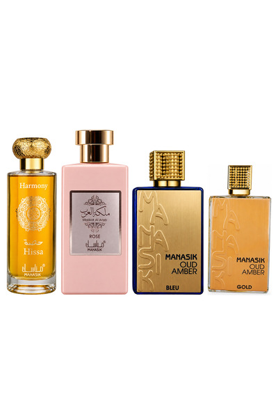 MANASIK Set 4 Manasik, Hissa Harmony + Malikat al Arab Rose + Oud Amber Bleu ...