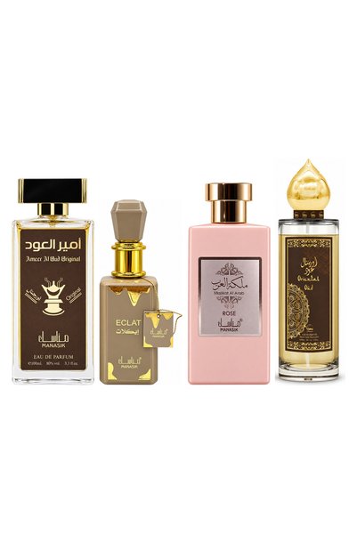 MANASIK Set 4 Manasik, Ameer al Oud Original + Eclat + Malikat al Arab Rose +...