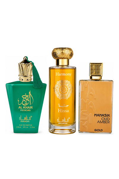 MANASIK Set 3 parfumuri Manasik, Al Baraka Pistachio + Hissa Harmony + Oud Am...