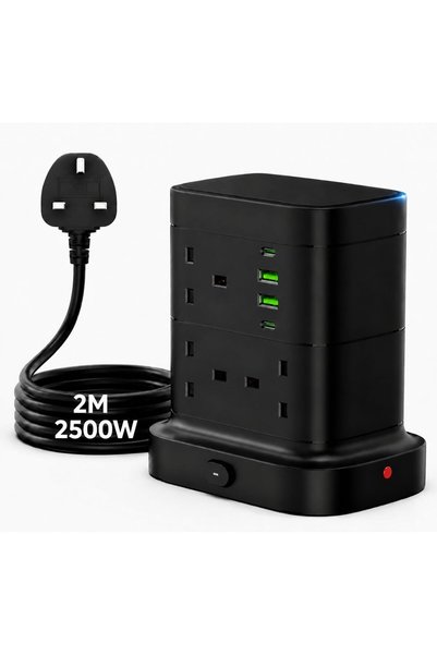 LENND 11-IN-1 Tower Extension Cord 2M Power strip Board Multi Plug Adapter