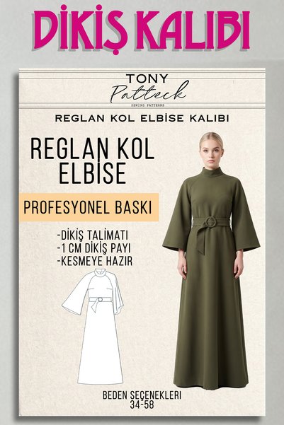 Tony Patteck Reglan Kol Elbise (EL44) - Hazır Dikiş Kalıbı (34-58 Beden)