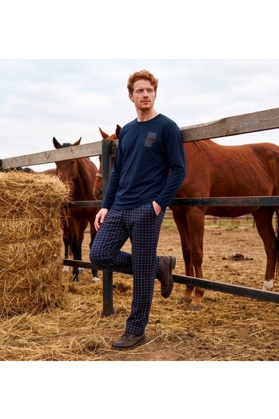 Temporium Men’s Plaid Round-Necked, Pocketed, Long-Sleeved "Pamuksoft" Winter...