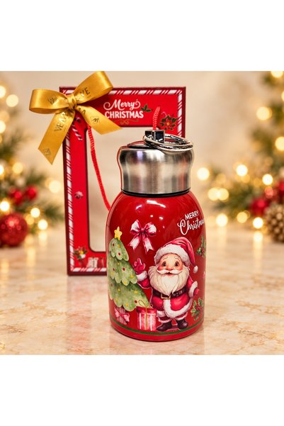 velve Termos inox de Craciun, model Mos Craciun si brad, 300 ml, in cutie cad...