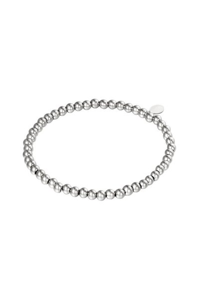 Bianna Jewels Small and Large Bead Bracelet Elastic - Wide - Silver