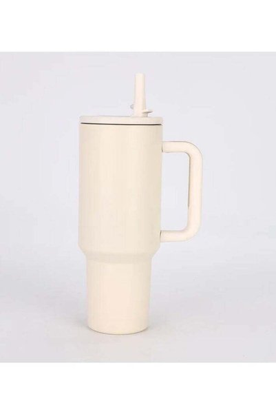 Generic كوب معزول من الفولاذ المقاوم للصدأ بسعة 40 أونصة، مزود بمقبض وغطاء قا...