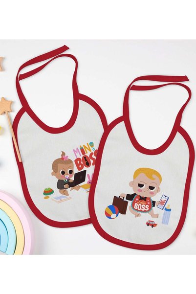 Bk Gift BK Kids Mini and Little Design Red Bib Set of 2 - 1