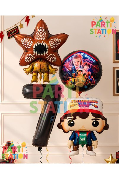 Parti Station Stranger Things-Themed 7th Birthday Balloon Set (4-Piece): Stra...