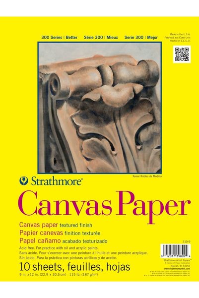 Strathmore 300 Series Canvas Paper Pad, Glue Bound, 9x12 inches, 10 Sheets (1...