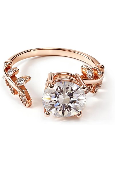 FEIKFEIZ Women's Moissanite Ring, 1.5CT Lab-Grown Diamond, Thick 18K Rose Gol...