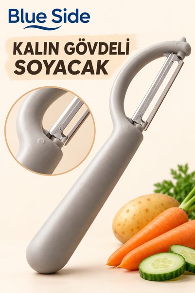 BLUE SİDE 1 Adet Paslanmaz Çelik Kalın Gövdeli Sebze ve Meyve Soyacağı Patates Havuç Soyma Aparatı