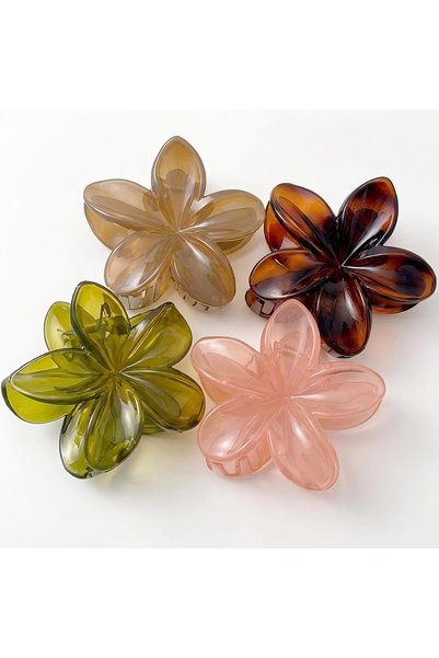 TERRIFI 4 Pack Flower Hair Clips for Women, Neutral Color Hawaiian Flower Cla...