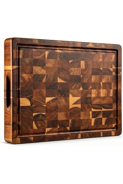 GENERAL Acacia Cutting Board, 40x30x3cm End Grain Wood Chopping Board for Kit...