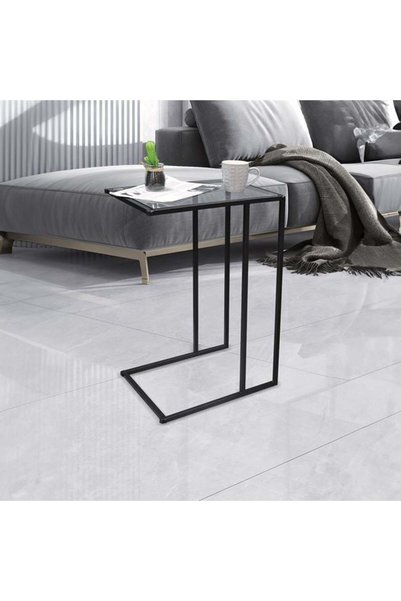 OEM Modern Auxiliary Table with Metal Frame and Glass Top – 40x30x59 cm, Eleg...