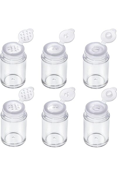 KASTWAVE 6-Pack Mini Travel Refillable Cosmetic Powder Jars with Sifter and L...