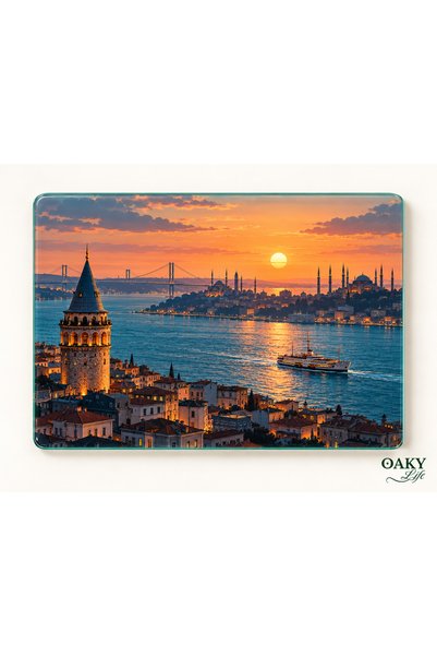 OAKY Life Istanbul Skyline 35x25 cm 6 mm Tempered Glass Cutting Board