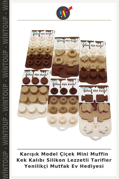 Wintoup Assorted-Pattern Flower Mini Muffin Pan, Silicone, Delicious Recipes,...