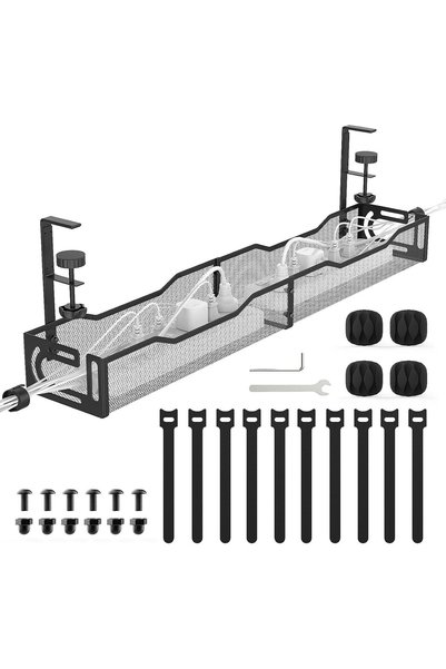 GENERAL Under Desk Cable Management Tray Long 1 Pack A non drilling table cab...