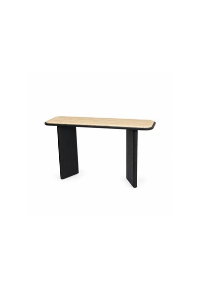 IN HOME STORE طاولة كونسول مودرن بسطح رخامي وقاعدة خشبية سوداء