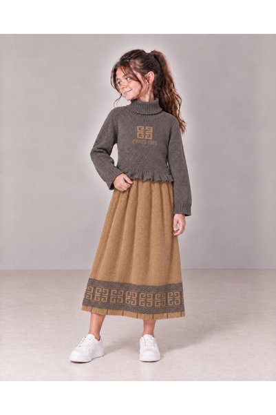 TOP CLOTHE Girls' Winter Woolen Knit Long Dress High Neck Long Sleeve Childre...
