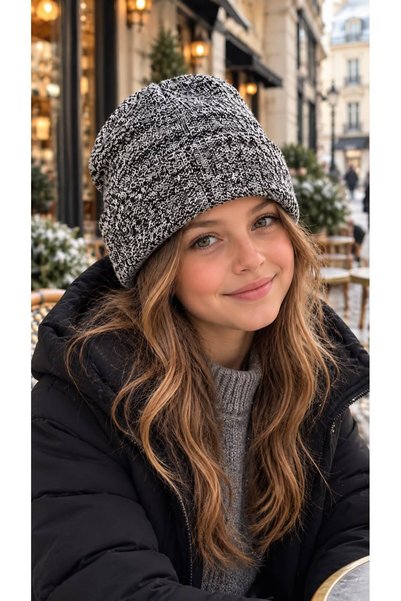 FELLMENS Black Knit Mottled Girls' Beanie