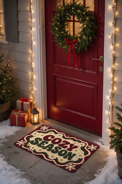 PaintedAnarchy Cozy Season Printed New Year's Doormat, 40x60 cm, Non-Slip Sol...