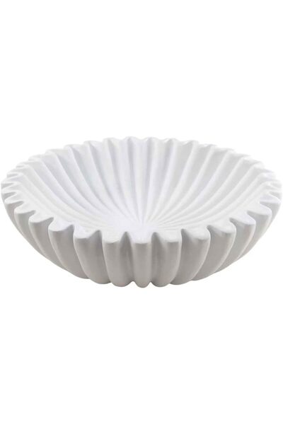 Generic 9.8 Inch Modern Decorative Ruffle Bowl, White Resin for Home Decor, D...
