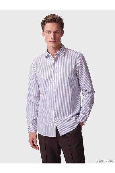 LC Waikiki Southblue Regular Fit Striped Men's Shirt