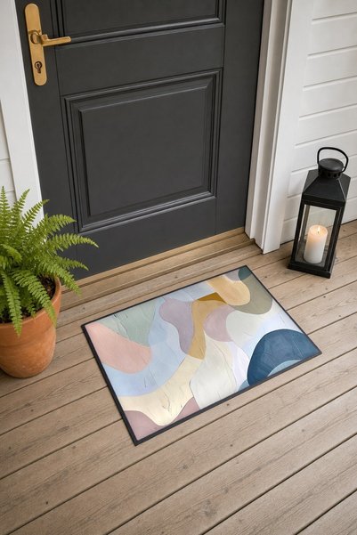 PaintedAnarchy Pastel-Colored Wavy Pattern 581 Doormat, 40x60 cm, Non-Slip So...