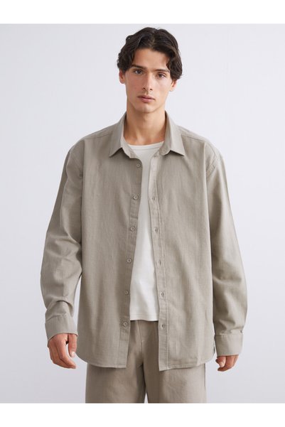LC Waikiki Xsideregular Fit Long Sleeve Linen Look Men's Shirt
