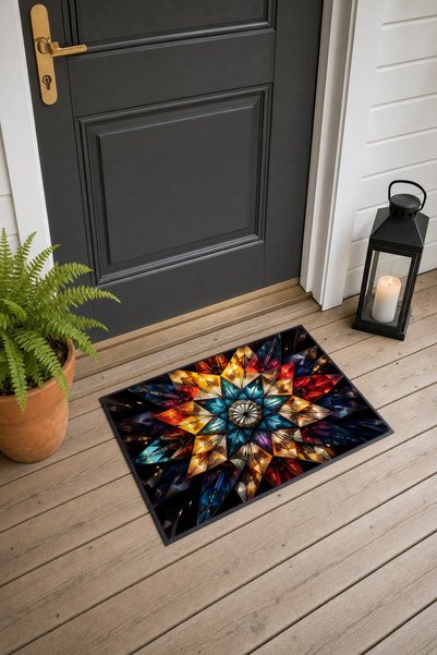 PaintedAnarchy Colorful Star-Patterned Doormat, 40x60 cm, with Non-Slip Sole,...