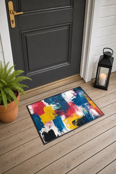 PaintedAnarchy Colorful Abstract Patterned Doormat, 40x60 cm, with Non-Slip S...